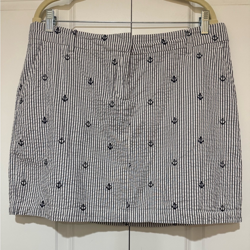 British Khaki Anchor Embroidered Mini Skirt